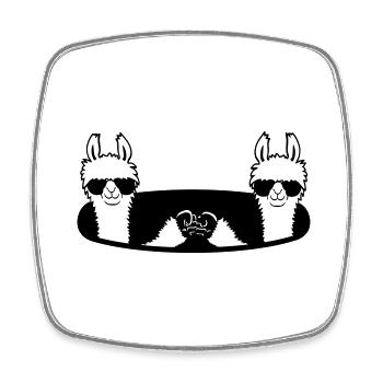 2 Lama Team Freunde Sonnenbrille Fist Pump Loch - Viereckiger Kühlschrankmagnet - Weiß - Vorne
