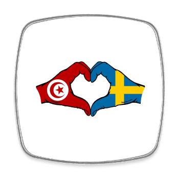 Tunisie Suède Drapeau Mains Coeur Forme - Magnet carré - blanc - Devant