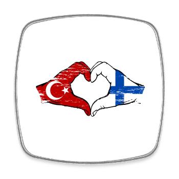 Türkei Finnland Flagge Hände Herzform used - Viereckiger Kühlschrankmagnet - Weiß - Vorne