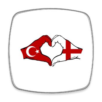 Türkei England Flagge Hände Herzform - Viereckiger Kühlschrankmagnet - Weiß - Vorne