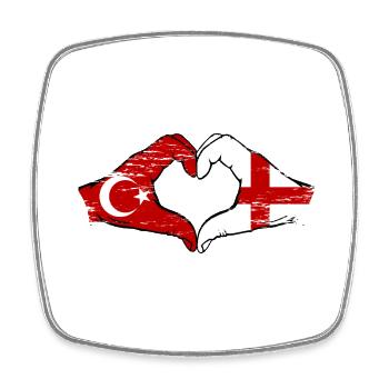 Türkei England Flagge Hände Herzform used - Viereckiger Kühlschrankmagnet - Weiß - Vorne