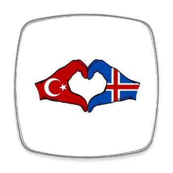 Türkei Island Flagge Hände Herzform - Viereckiger Kühlschrankmagnet - Weiß - Vorne