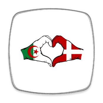 Algérie Danemark Drapeau Mains Coeur Forme - Magnet carré - blanc - Devant