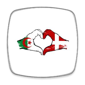 Algerien Dänemark Flagge Hände Herzform used - Viereckiger Kühlschrankmagnet - Weiß - Vorne