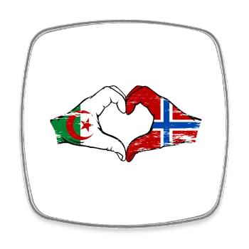 Algerien Norwegen Flagge Hände Herzform used - Viereckiger Kühlschrankmagnet - Weiß - Vorne