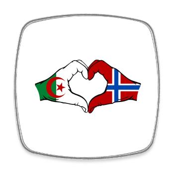 Algerien Norwegen Flagge Haende Herzform - Viereckiger Kühlschrankmagnet - Weiß - Vorne