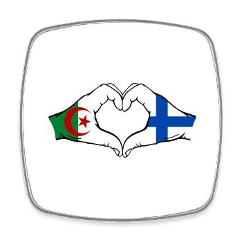 Algérie Finlande Drapeau Mains Coeur Forme - Magnet carré - blanc - Devant