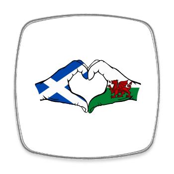 Ecosse Pays de Galles Drapeau Mains Coeur Forme - Magnet carré - blanc - Devant