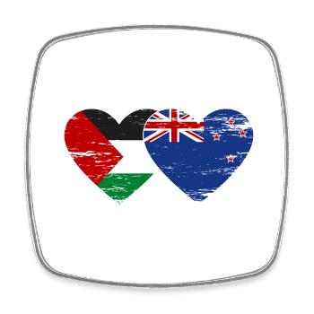 Palestine New Zealand flag heart used - Square fridge magnet - white - Front