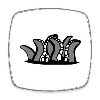 Tentacle Kraken Monster Bottom Hole Alien Horror - Square fridge magnet - white - Front