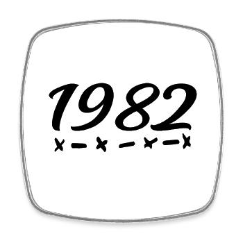 1982 Born - 43rd Birthday 1982 Legend 1982 - Square fridge magnet - white - Front