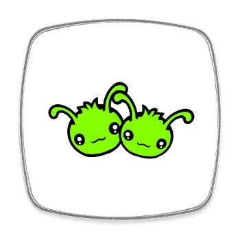 2 Raupe Alien Monster Team Freunde Paar Verliebt - Viereckiger Kühlschrankmagnet - Weiß - Vorne