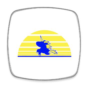 Unicorn Jumps Sun Stripe Cute Cool Silhouette - Square fridge magnet - white - Front