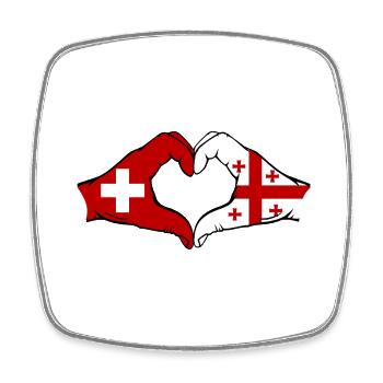 Switzerland Georgia Flag Hands Heart Shape - Square fridge magnet - white - Front