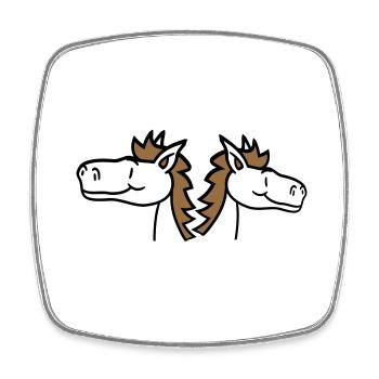 2 Horses Team Pony Foal Couple Comic Friends - Square fridge magnet - white - Front