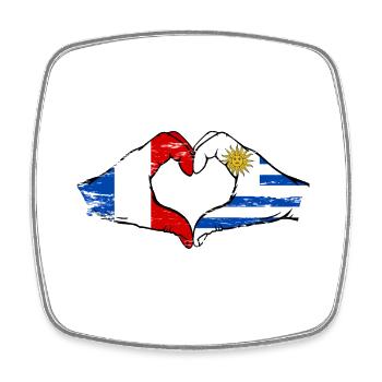 Frankreich Uruguay Flagge Hände Herzform used - Viereckiger Kühlschrankmagnet - Weiß - Vorne