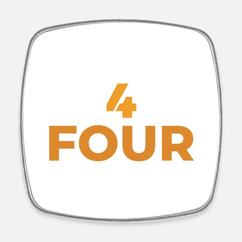DESIGN CHIFFRE 4  ET LETTRES TYPOGRAPHY - Magnet carré - blanc