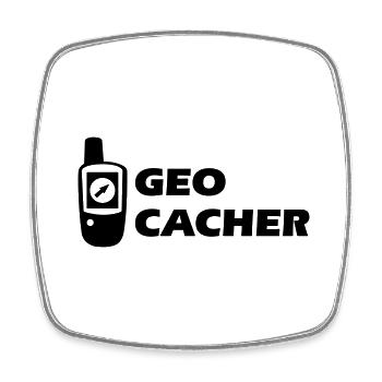 Geocaching GPS Geocacher - Viereckiger Kühlschrankmagnet - Weiß - Vorne
