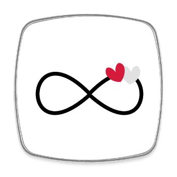 Infinity Infinity Symbol 2 hearts - Square fridge magnet - white - Front