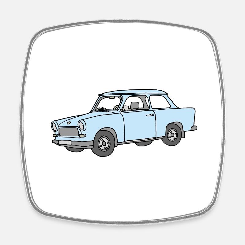 Hellblauer Trabi,  - Viereckiger Kühlschrankmagnet - Weiß