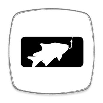 button sport logo caught fish fishing swim - Square fridge magnet - white - Front