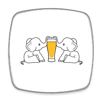 paar team 2 freunde crew alkohol elefant bier saug - Viereckiger Kühlschrankmagnet - Weiß - Vorne