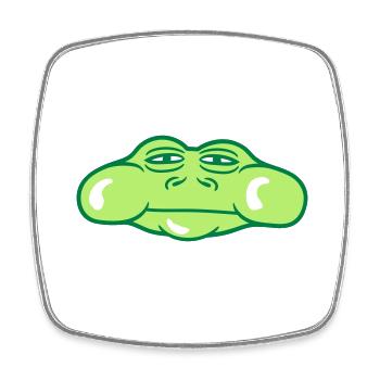 face head kroete frog quak amphibie comic car - Square fridge magnet - white - Front