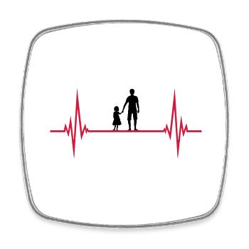 heart rate pulse dad father and daughter va - Square fridge magnet - white - Front