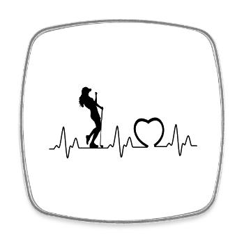 Heartbeat with heart golf1 - Square fridge magnet - white - Front