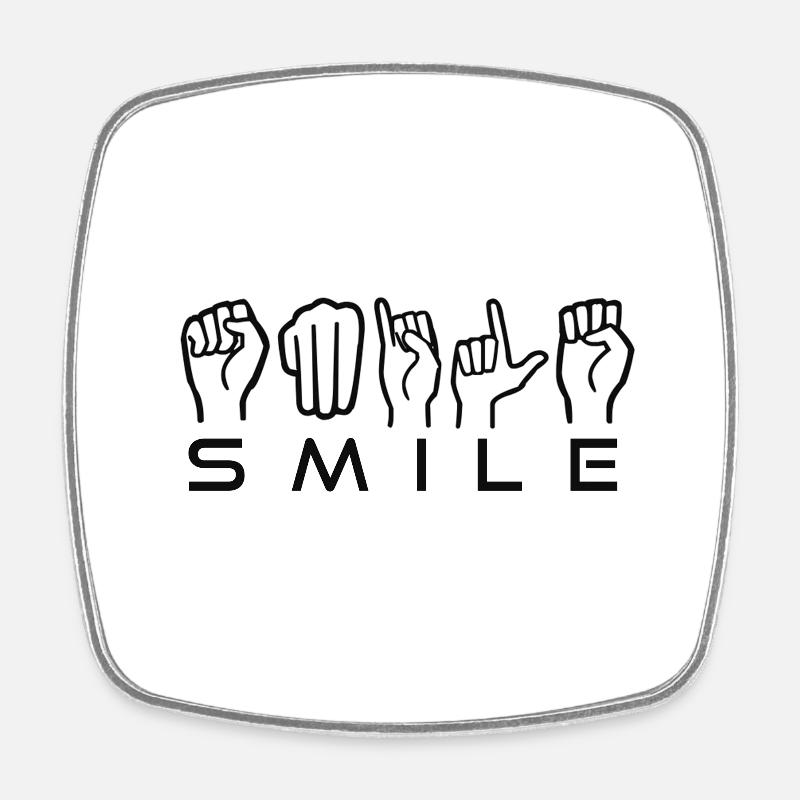 SMILE black - Square fridge magnet - white
