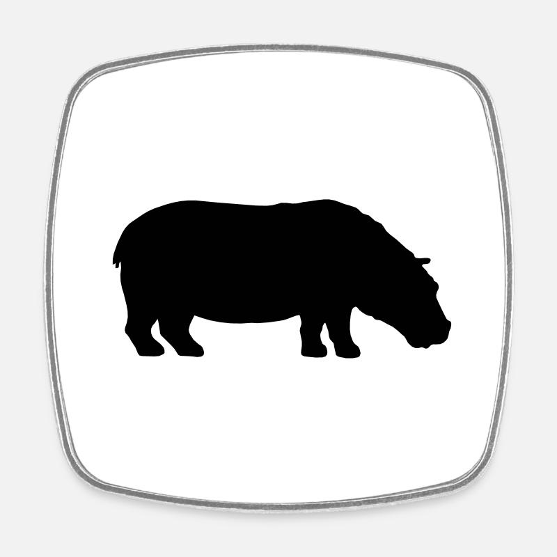 Silhouette silhouette hippopotame - Magnet carré - blanc
