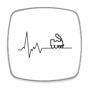 Chemin de fer Heartbeat - Magnet carré - blanc - Devant