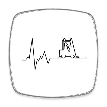 heartbeat fork lift - Square fridge magnet - white - Front