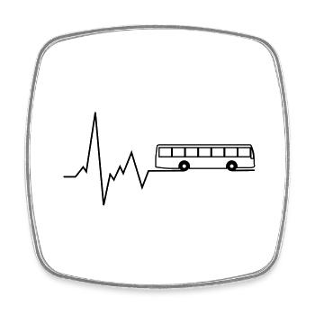 herzschlag bus - Viereckiger Kühlschrankmagnet - Weiß - Vorne