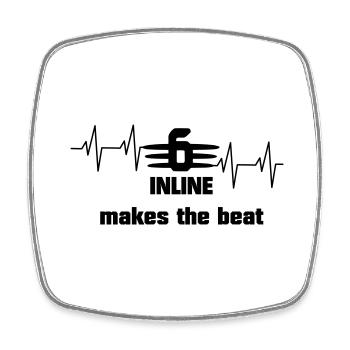 6 big heartbeat text3 - Viereckiger Kühlschrankmagnet - Weiß - Vorne