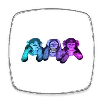 Die drei Affen | 3 Wise Monkeys Weise Affen - Viereckiger Kühlschrankmagnet - Weiß - Vorne