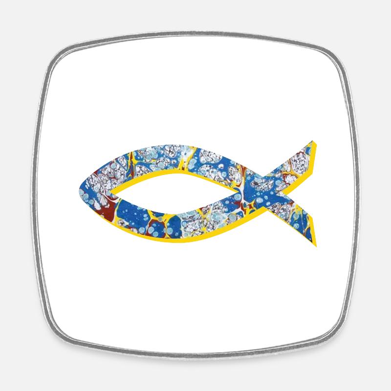 fisch ichthys e 205 - Magnet carré - blanc