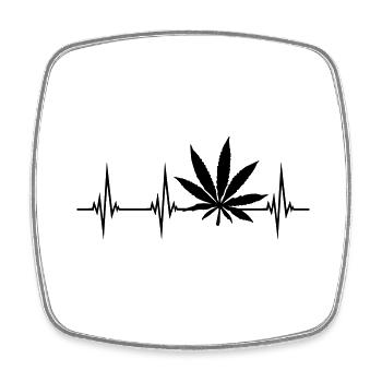 Pulse heartbeat weed - Square fridge magnet - white - Front