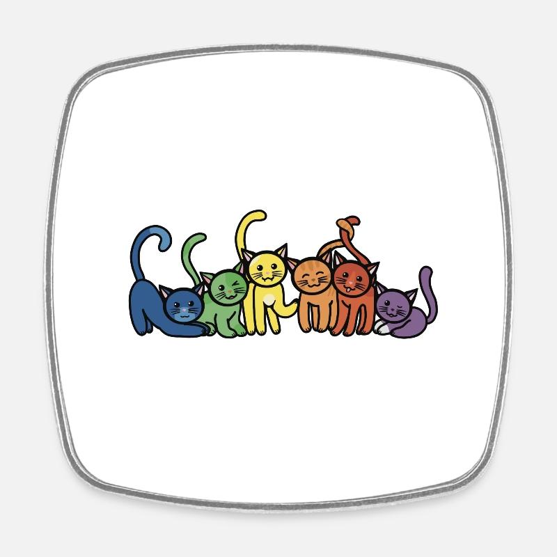 Chats arc-en-ciel - Magnet carré - blanc