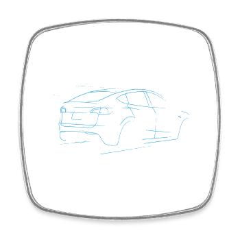 Elektrisch - E Auto - M Y - MY - Model - Viereckiger Kühlschrankmagnet - Weiß - Vorne