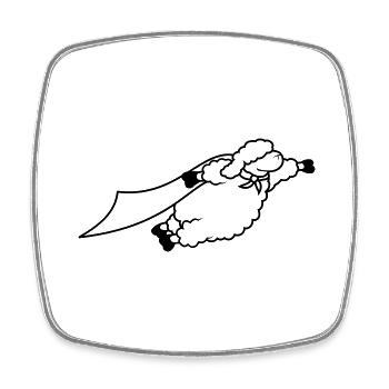Superhero sheep funny - Square fridge magnet - white - Front
