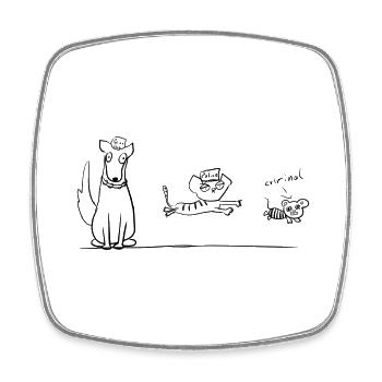 hund katze - Viereckiger Kühlschrankmagnet - Weiß - Vorne