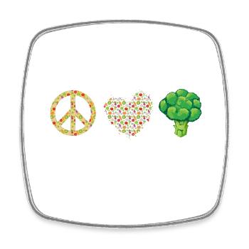 Peace Love Veggies Vegan Funny Veganism - Viereckiger Kühlschrankmagnet - Weiß - Vorne