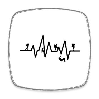 Mountaineering Heartbeat Hiking Pulse Line Gift - Square fridge magnet - white - Front