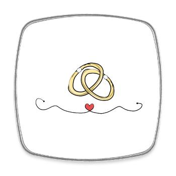 Bagues de mariage Cœur Amour Mariage - Magnet carré - blanc - Devant