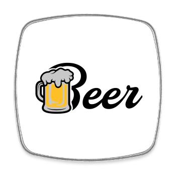 Bière Maßkrug - Magnet carré - blanc - Devant