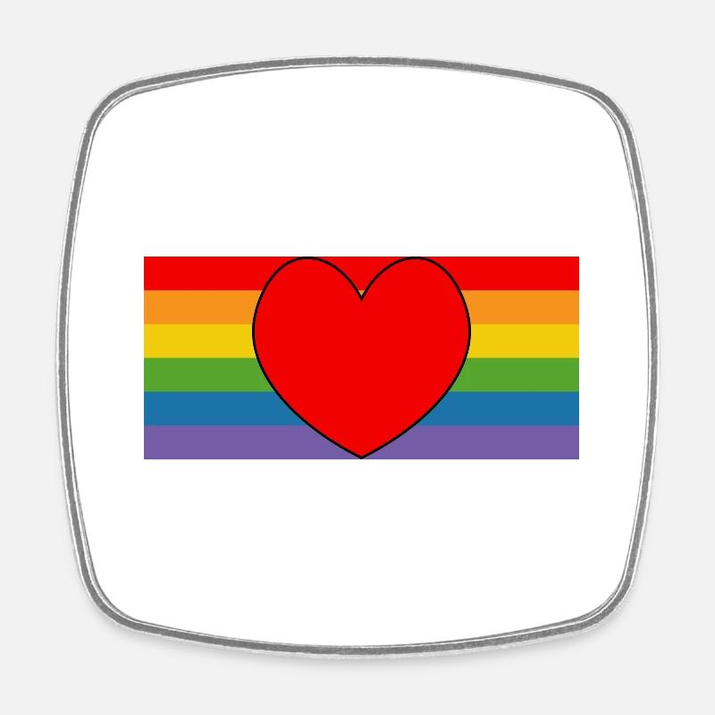 rainbow flag with heart LGBT lgbtqi queer - Square fridge magnet - white