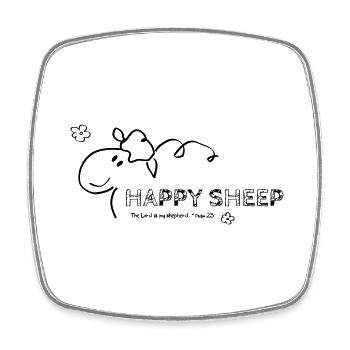 Happy Sheep - Viereckiger Kühlschrankmagnet - Weiß - Vorne