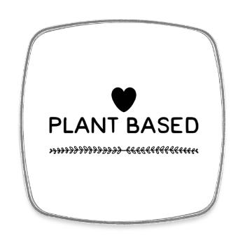 Plant Based Herz Pflanzen Basiert Vegan - Viereckiger Kühlschrankmagnet - Weiß - Vorne