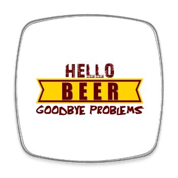 Hello BEER goodbye problems, hallo Bier tschüs Pro - Viereckiger Kühlschrankmagnet - Weiß - Vorne